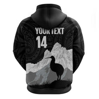 New Zealand South Island Football Custom Zip Hoodie Aoraki Mount Cook With Kiwi Maori Pattern LT14 - Polynesian Pride