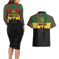 Vanuatu Football Custom Couples Matching Long Sleeve Bodycon Dress and Hawaiian Shirt Go Chiefs Basket-weave Pattern LT14 - Polynesian Pride