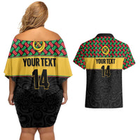 Vanuatu Football Custom Couples Matching Off Shoulder Short Dress and Hawaiian Shirt Go Chiefs Basket-weave Pattern LT14 - Polynesian Pride