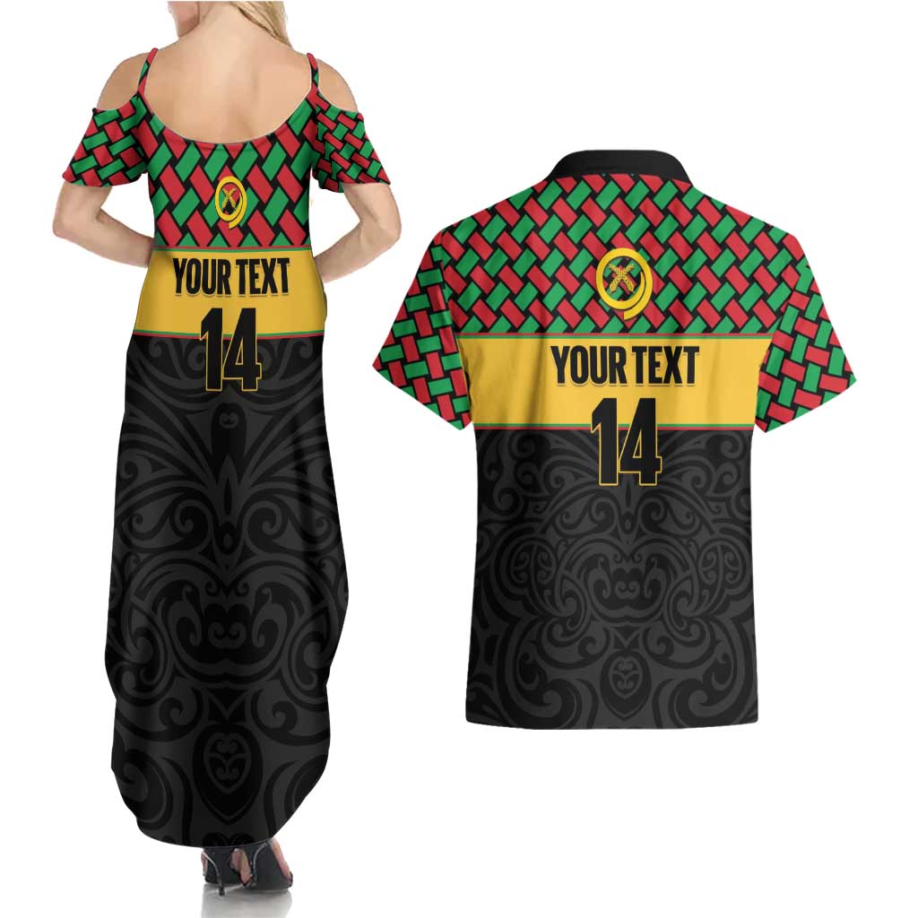 Vanuatu Football Custom Couples Matching Summer Maxi Dress and Hawaiian Shirt Go Chiefs Basket-weave Pattern LT14 - Polynesian Pride