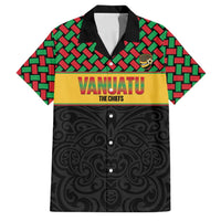 Vanuatu Football Custom Family Matching Mermaid Dress and Hawaiian Shirt Go Chiefs Basket-weave Pattern LT14 Dad's Shirt - Short Sleeve Black - Polynesian Pride