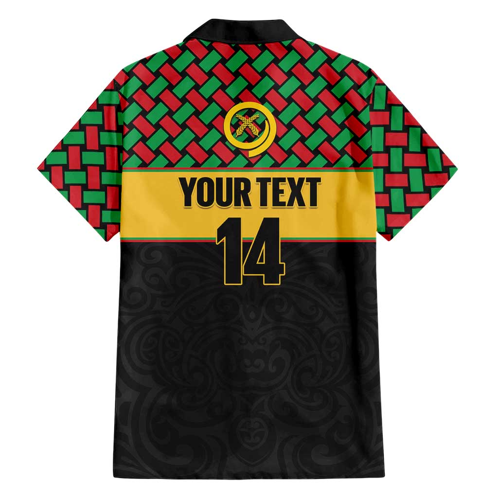 Vanuatu Football Custom Family Matching Off Shoulder Short Dress and Hawaiian Shirt Go Chiefs Basket-weave Pattern