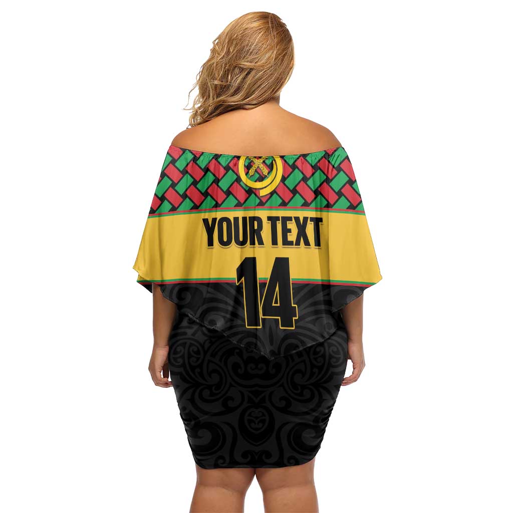 Vanuatu Football Custom Family Matching Off Shoulder Short Dress and Hawaiian Shirt Go Chiefs Basket-weave Pattern