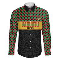 Vanuatu Football Custom Family Matching Short Sleeve Bodycon Dress and Hawaiian Shirt Go Chiefs Basket-weave Pattern LT14 Dad's Shirt - Long Sleeve Black - Polynesian Pride