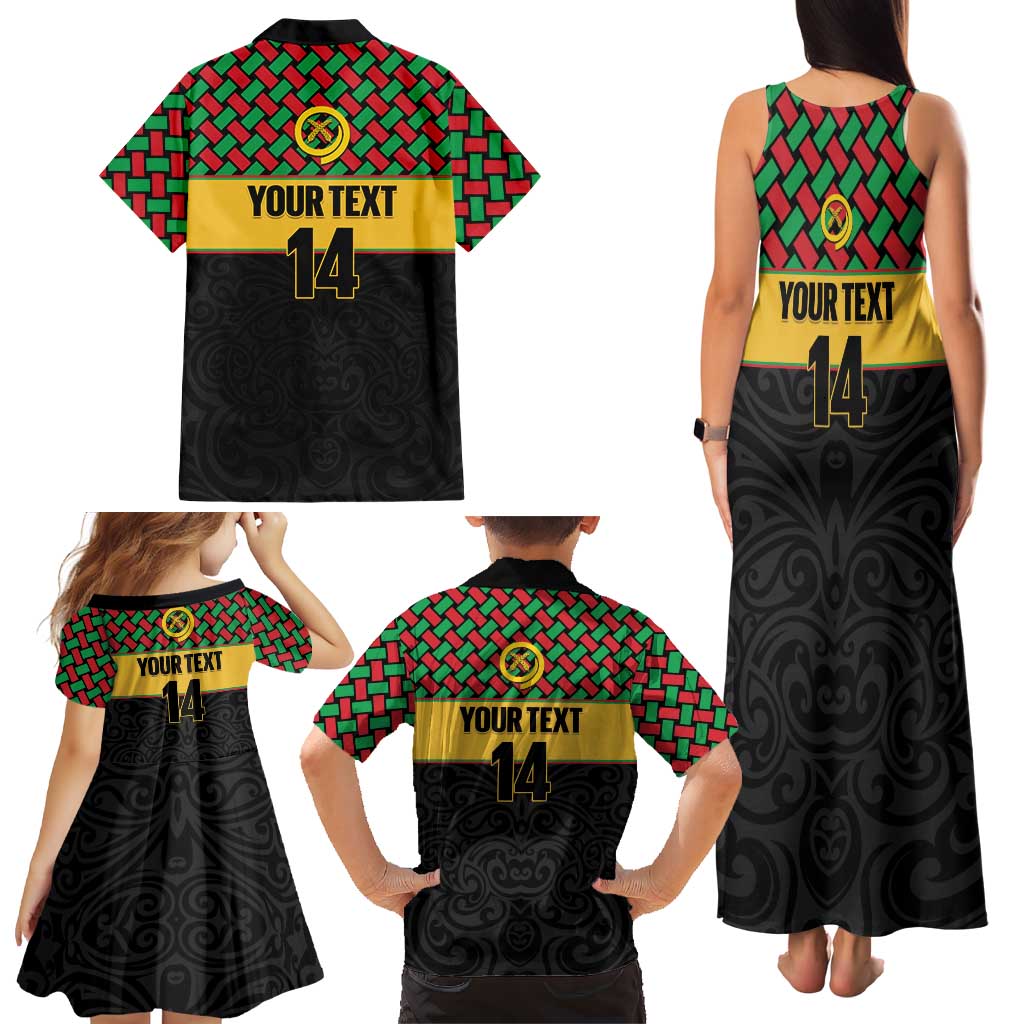 Vanuatu Football Custom Family Matching Tank Maxi Dress and Hawaiian Shirt Go Chiefs Basket-weave Pattern LT14 - Polynesian Pride