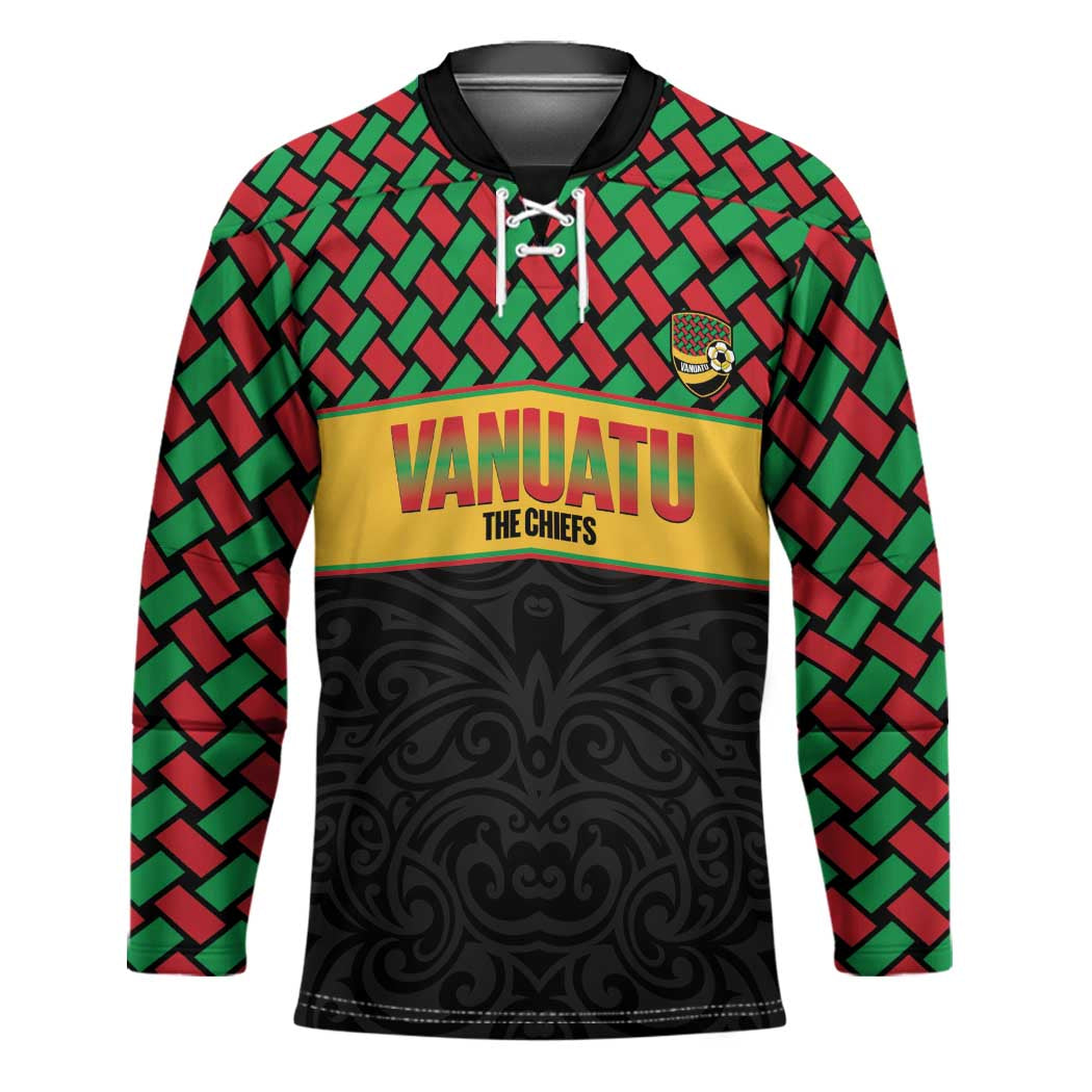 Vanuatu Football Custom Hockey Jersey Go Chiefs Basket-weave Pattern LT14 Unisex Black - Polynesian Pride