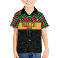 Vanuatu Football Custom Kid Hawaiian Shirt Go Chiefs Basket-weave Pattern LT14 Kid Black - Polynesian Pride
