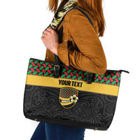 Vanuatu Football Custom Leather Tote Bag Go Chiefs Basket-weave Pattern LT14 Black - Polynesian Pride