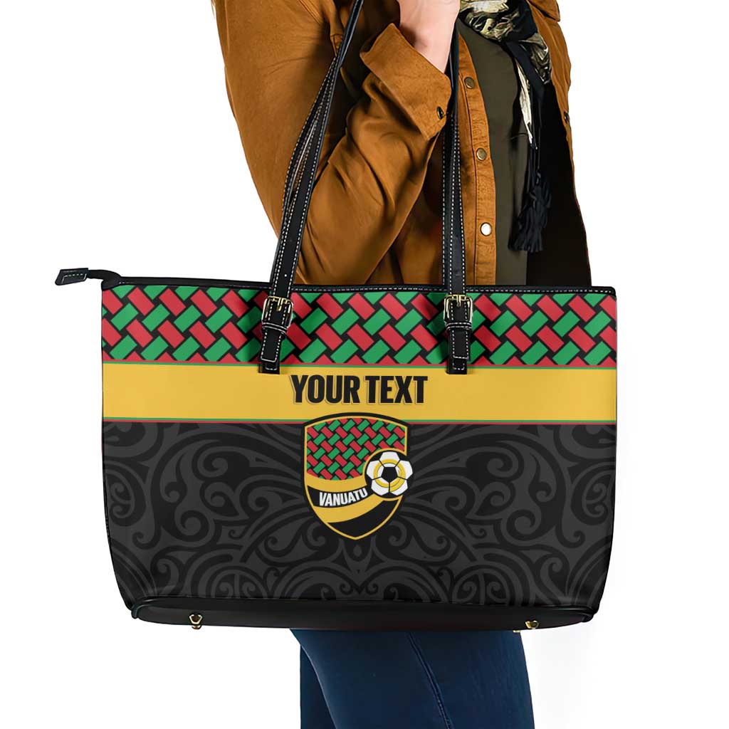 Vanuatu Football Custom Leather Tote Bag Go Chiefs Basket-weave Pattern LT14 - Polynesian Pride