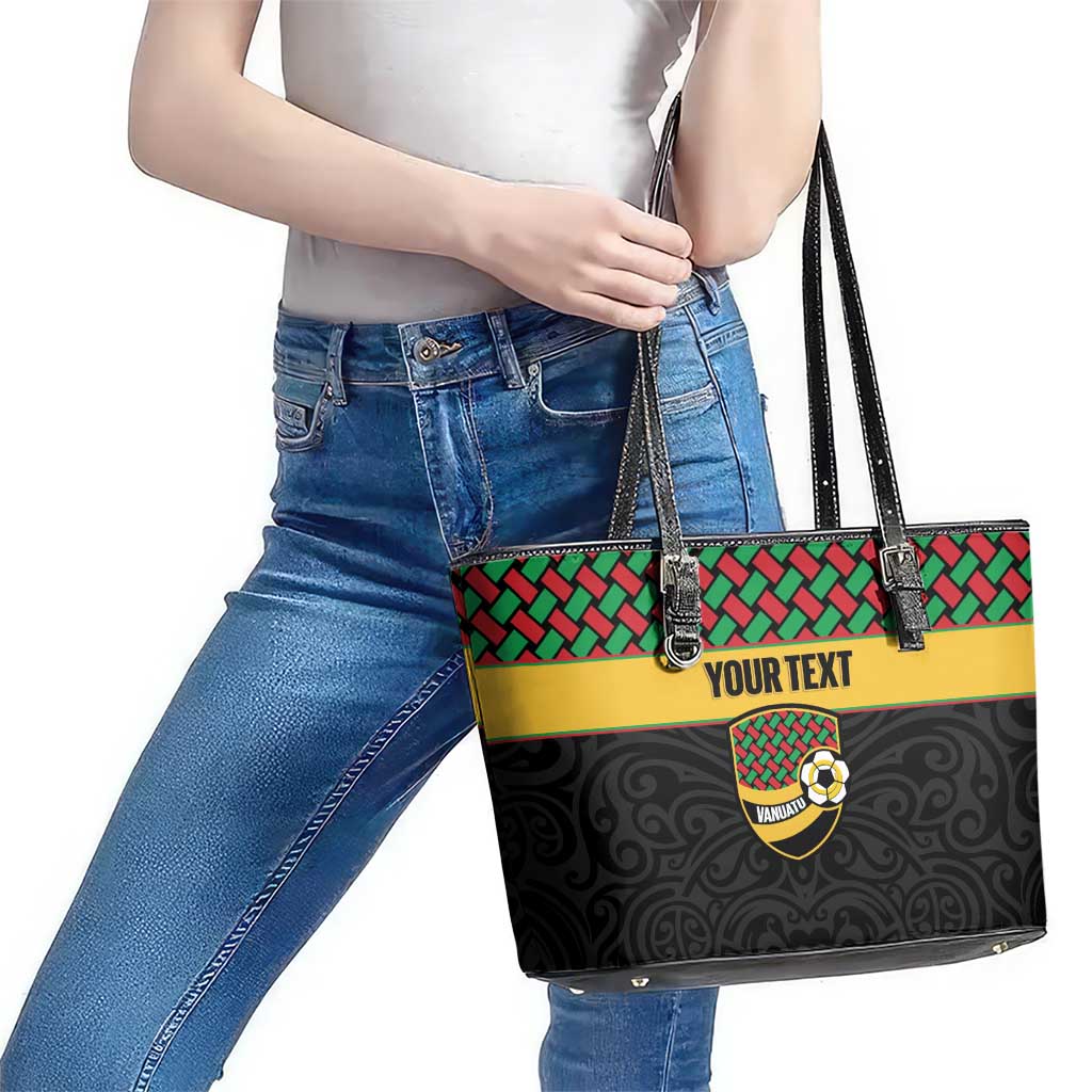 Vanuatu Football Custom Leather Tote Bag Go Chiefs Basket-weave Pattern LT14 - Polynesian Pride