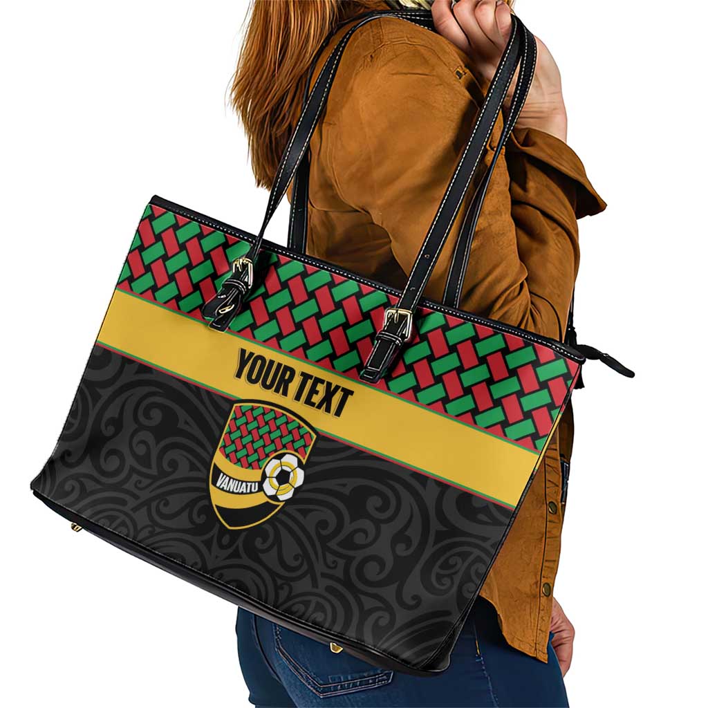 Vanuatu Football Custom Leather Tote Bag Go Chiefs Basket-weave Pattern LT14 - Polynesian Pride