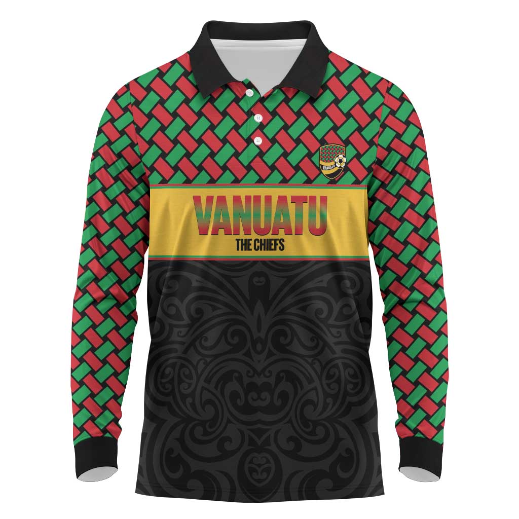 Vanuatu Football Custom Long Sleeve Polo Shirt Go Chiefs Basket-weave Pattern