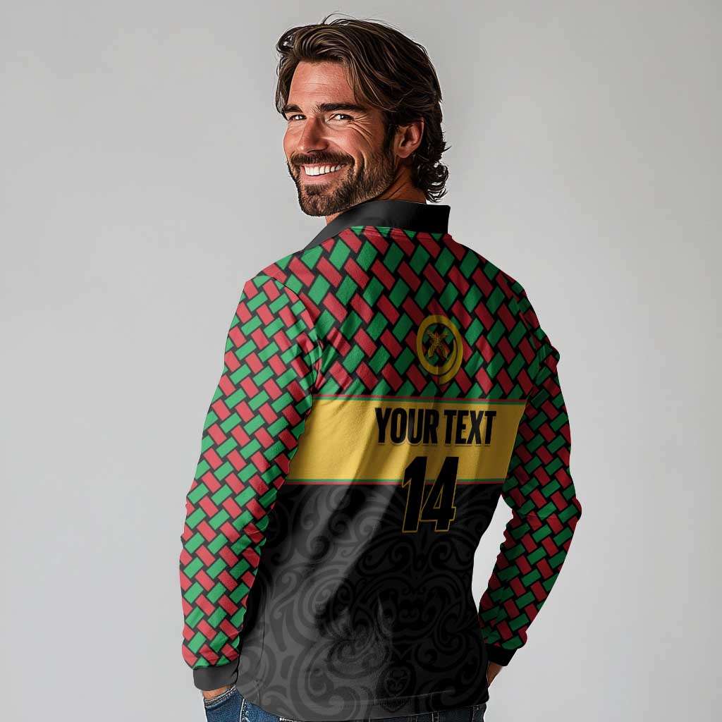 Vanuatu Football Custom Long Sleeve Polo Shirt Go Chiefs Basket-weave Pattern