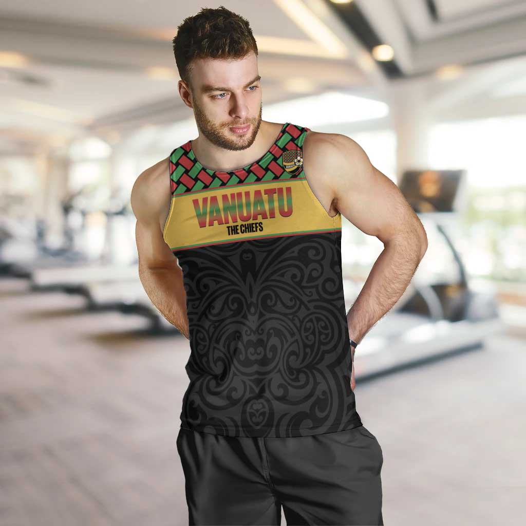 Vanuatu Football Custom Men Tank Top Go Chiefs Basket-weave Pattern LT14 Black - Polynesian Pride