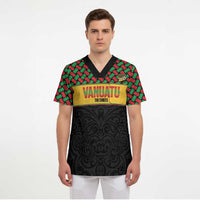 Vanuatu Football Custom Scrub Top Go Chiefs Basket-weave Pattern