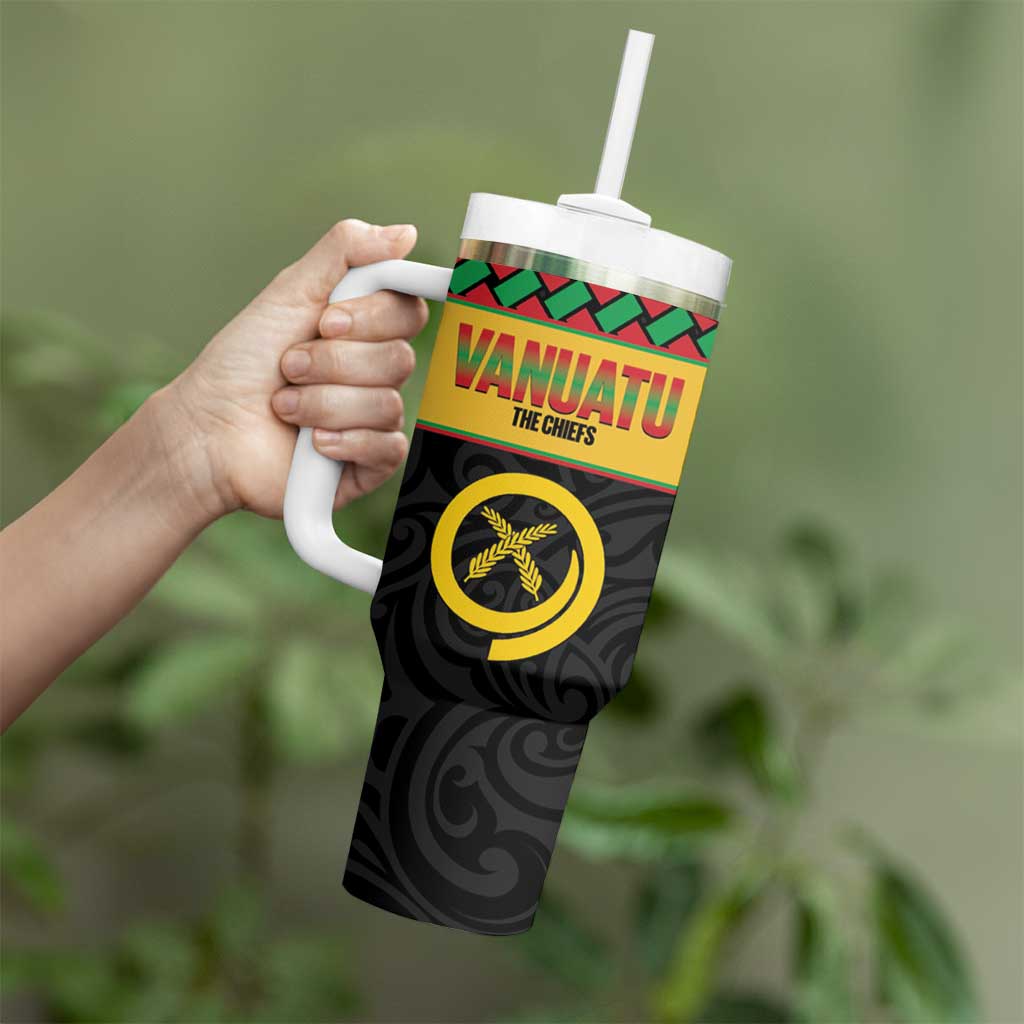 Vanuatu Football Custom Tumbler With Handle Go Chiefs Basket-weave Pattern