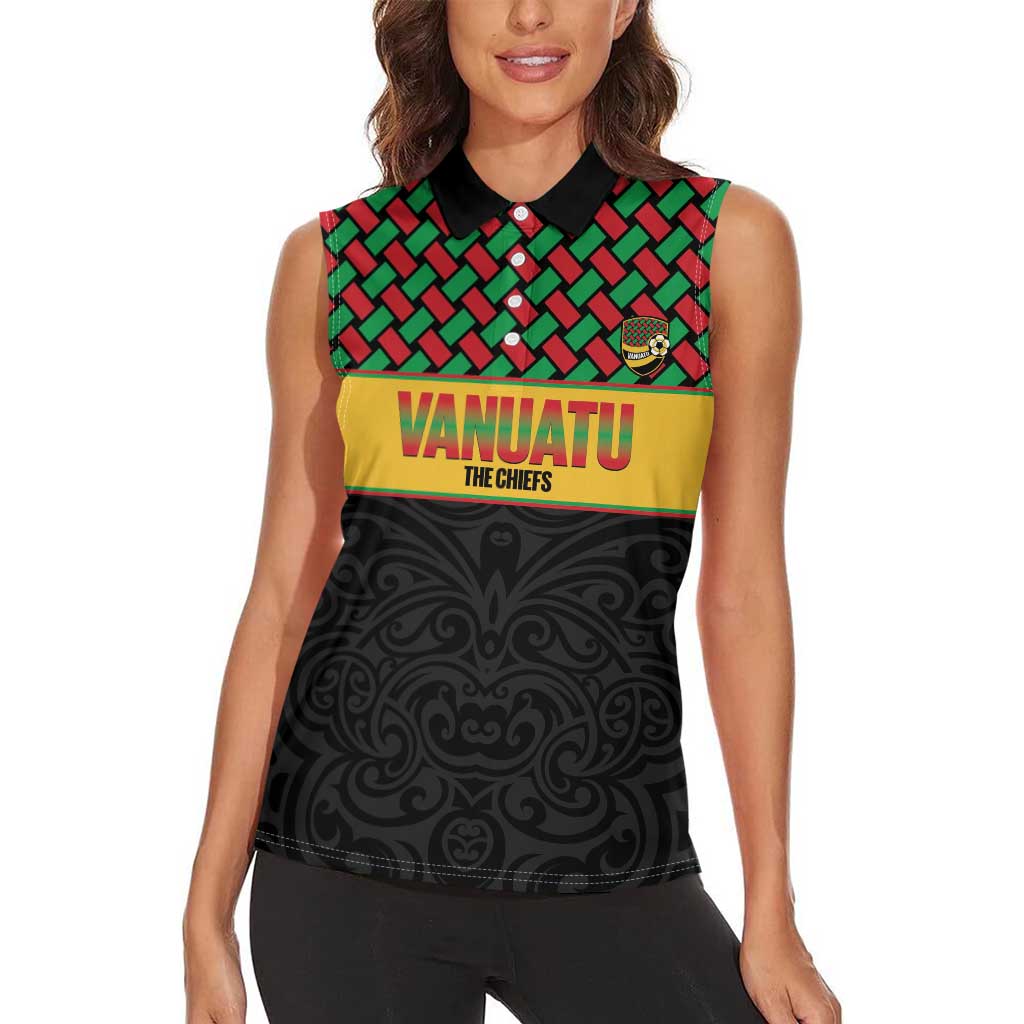 Vanuatu Football Custom Women Sleeveless Polo Shirt Go Chiefs Basket-weave Pattern