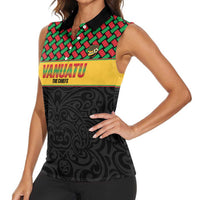 Vanuatu Football Custom Women Sleeveless Polo Shirt Go Chiefs Basket-weave Pattern