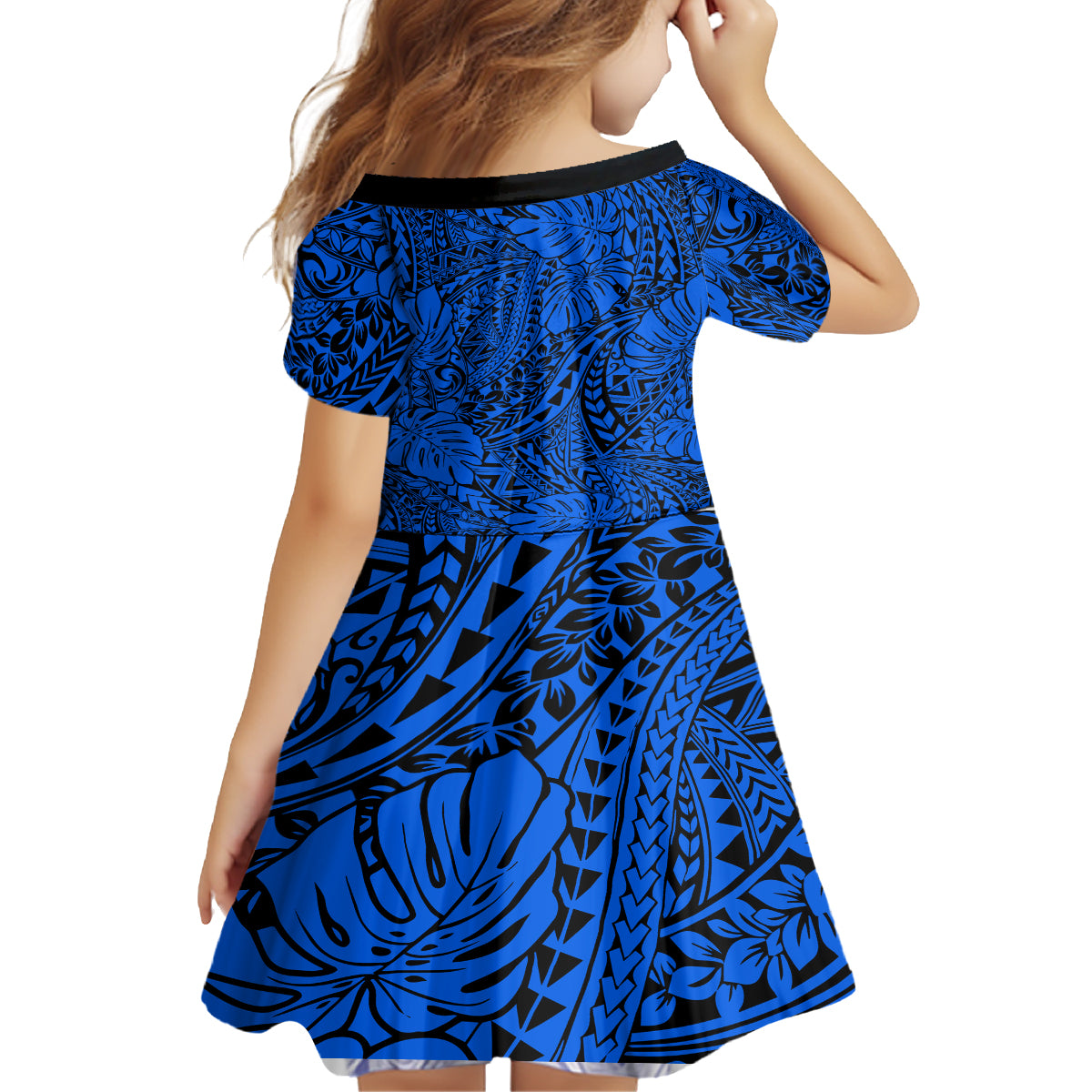 Blue Hawaii Family Matching Off Shoulder Maxi Dress And Hawaiian Shirt Tribal Art LT14 - Polynesian Pride