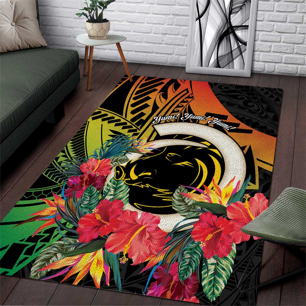 Vanuatu Boar Tusk Yumi Yumi Yumi Area Rug Independens Dei Long God Yumi Stanap LT14 Black - Polynesian Pride