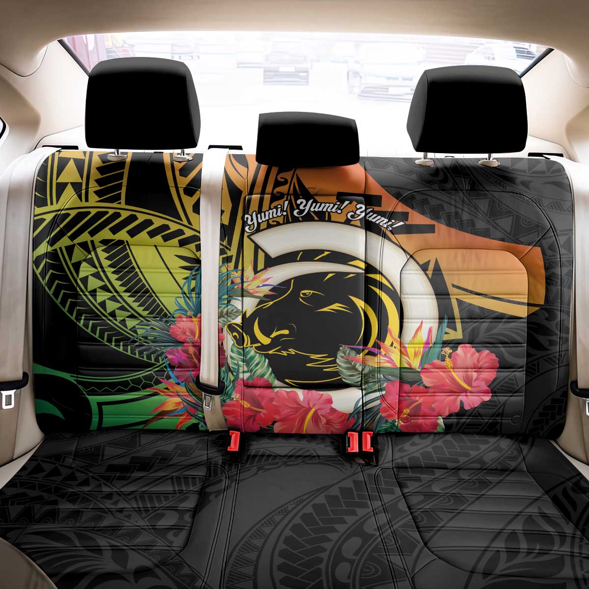 Vanuatu Boar Tusk Yumi Yumi Yumi Back Car Seat Cover Independens Dei Long God Yumi Stanap LT14 - Polynesian Pride