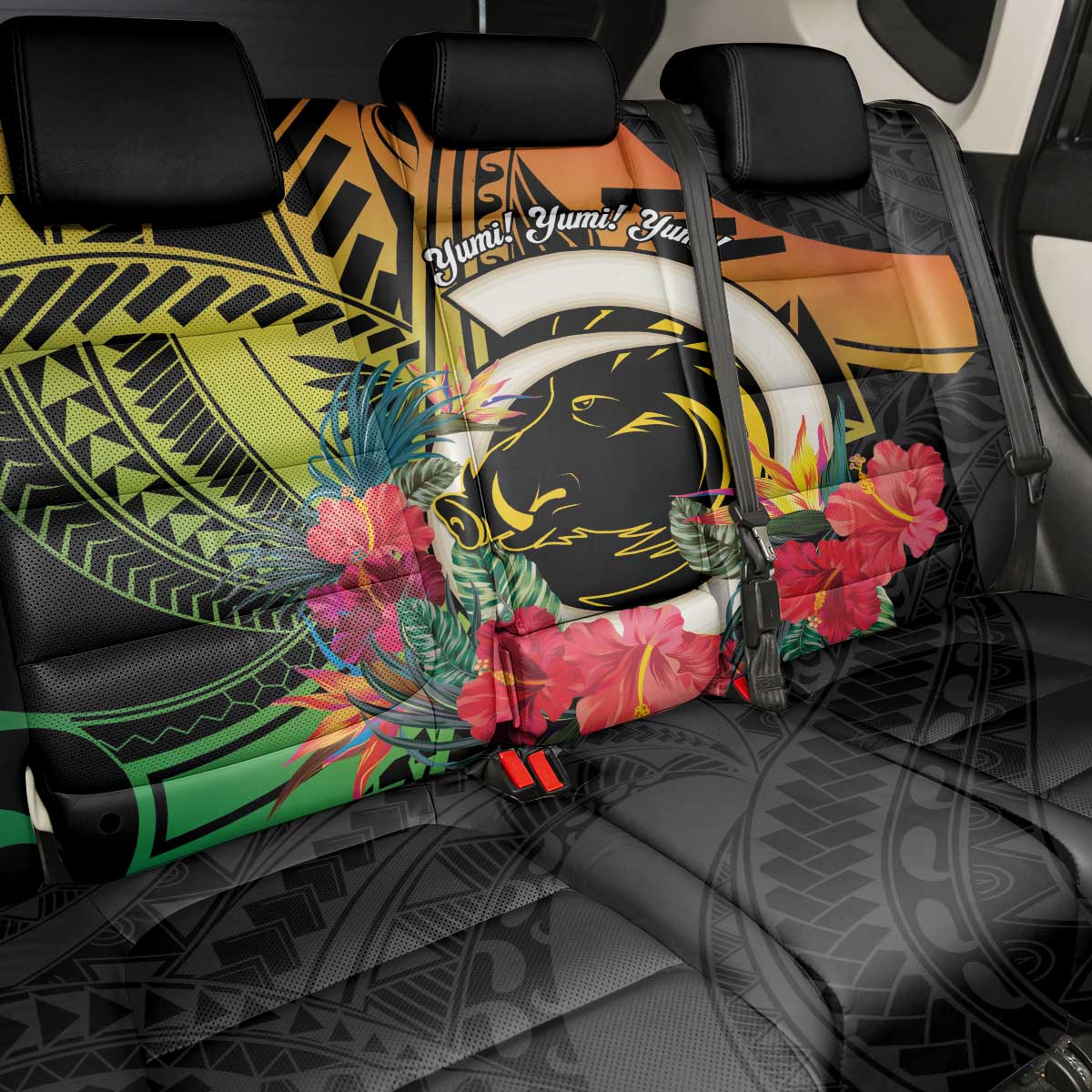 Vanuatu Boar Tusk Yumi Yumi Yumi Back Car Seat Cover Independens Dei Long God Yumi Stanap LT14 - Polynesian Pride