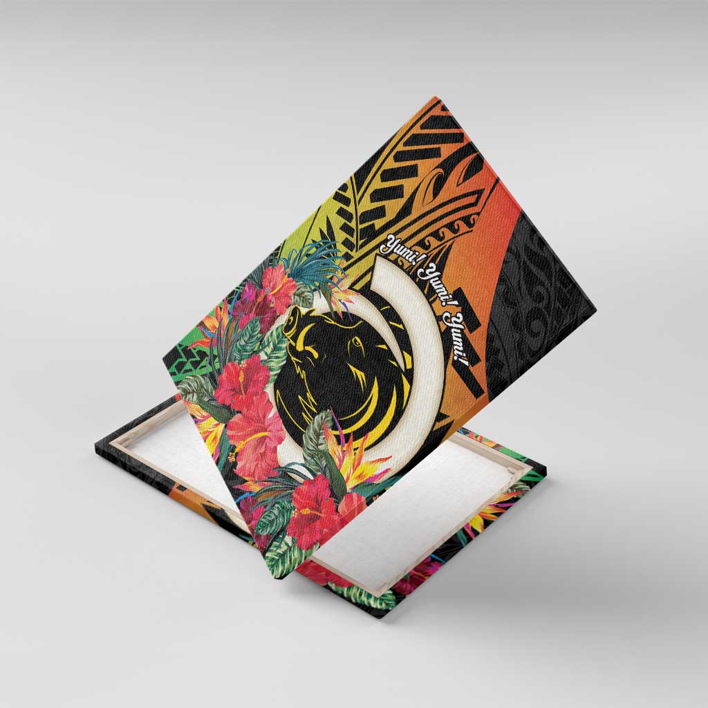 Vanuatu Boar Tusk Yumi Yumi Yumi Canvas Wall Art Independens Dei Long God Yumi Stanap LT14 With Frame Black - Polynesian Pride