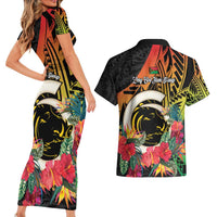 Vanuatu Boar Tusk Yumi Yumi Yumi Couples Matching Short Sleeve Bodycon Dress and Hawaiian Shirt Independens Dei Long God Yumi Stanap LT14 - Polynesian Pride
