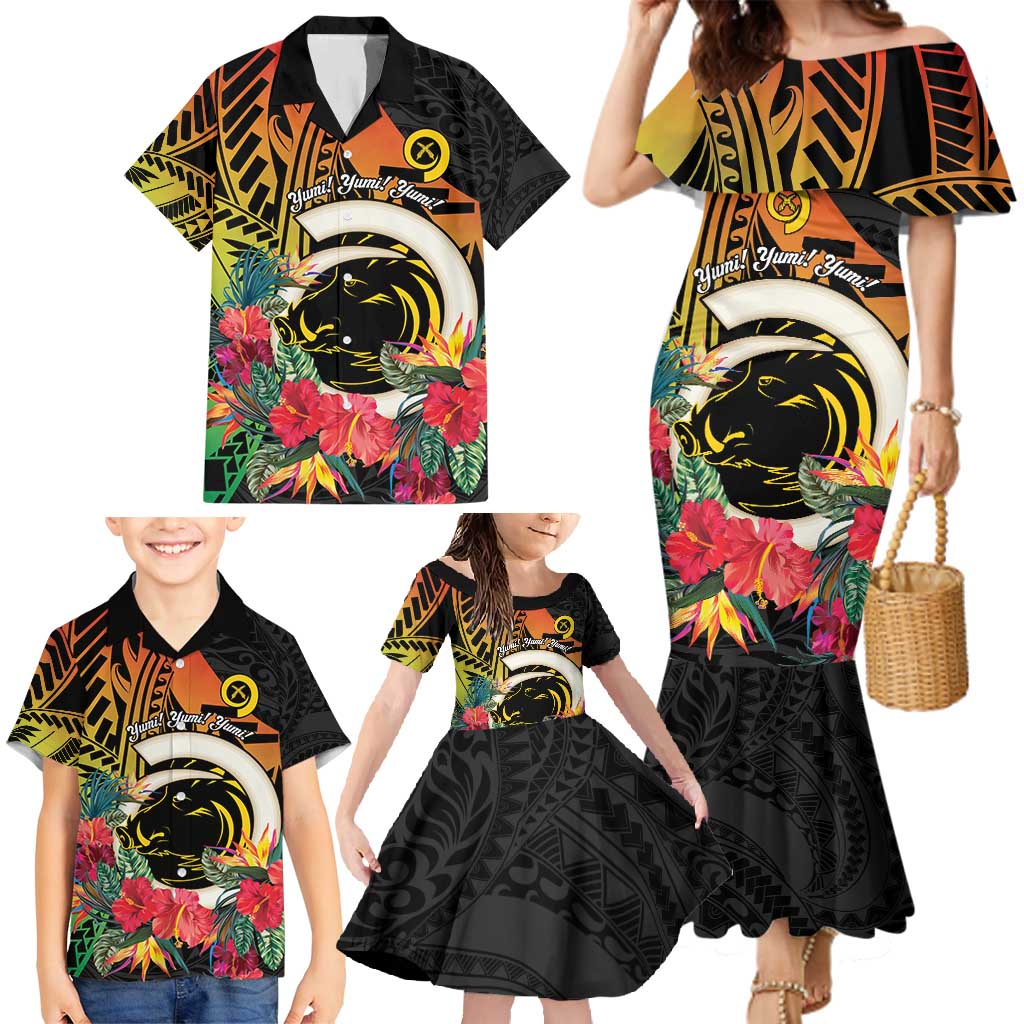 Vanuatu Boar Tusk Yumi Yumi Yumi Family Matching Mermaid Dress and Hawaiian Shirt Independens Dei Long God Yumi Stanap LT14 - Polynesian Pride