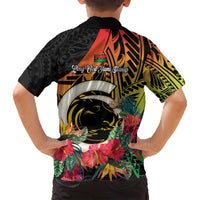 Vanuatu Boar Tusk Yumi Yumi Yumi Family Matching Off Shoulder Short Dress and Hawaiian Shirt Independens Dei Long God Yumi Stanap LT14 - Polynesian Pride