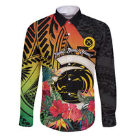 Vanuatu Boar Tusk Yumi Yumi Yumi Family Matching Off Shoulder Short Dress and Hawaiian Shirt Independens Dei Long God Yumi Stanap LT14 Dad's Shirt - Long Sleeve Black - Polynesian Pride