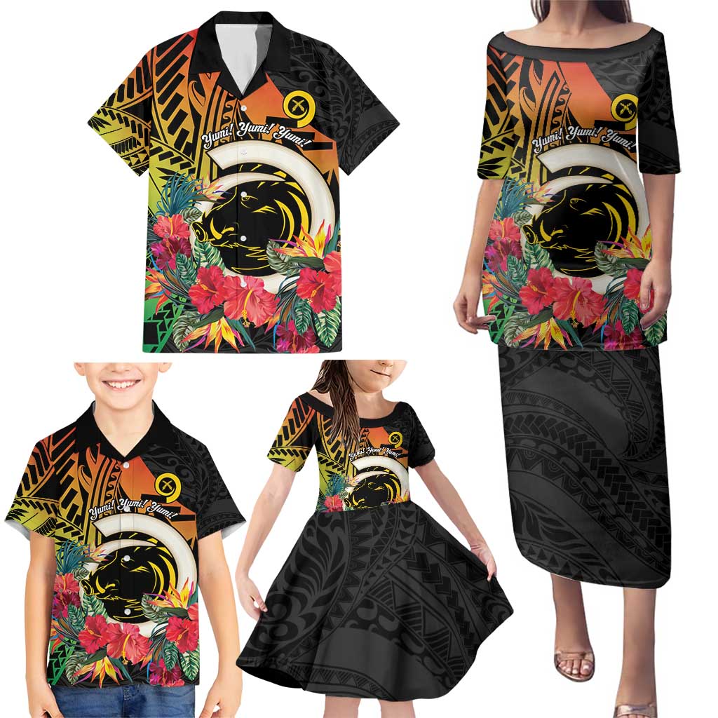 Vanuatu Boar Tusk Yumi Yumi Yumi Family Matching Puletasi and Hawaiian Shirt Independens Dei Long God Yumi Stanap LT14 - Polynesian Pride