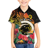 Vanuatu Boar Tusk Yumi Yumi Yumi Family Matching Summer Maxi Dress and Hawaiian Shirt Independens Dei Long God Yumi Stanap LT14 Son's Shirt Black - Polynesian Pride