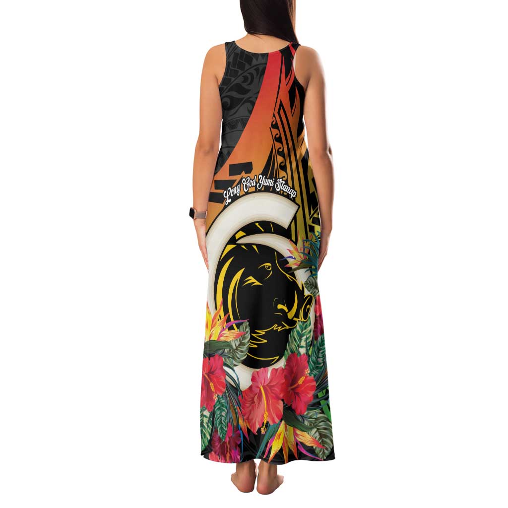 Vanuatu Boar Tusk Yumi Yumi Yumi Family Matching Tank Maxi Dress and Hawaiian Shirt Independens Dei Long God Yumi Stanap LT14 - Polynesian Pride