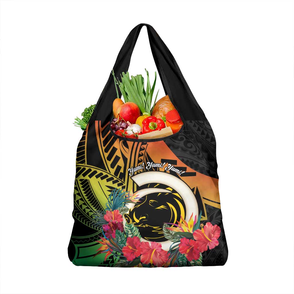 Vanuatu Boar Tusk Yumi Yumi Yumi Grocery Bag Independens Dei Long God Yumi Stanap LT14 1-pack One Size Black - Polynesian Pride