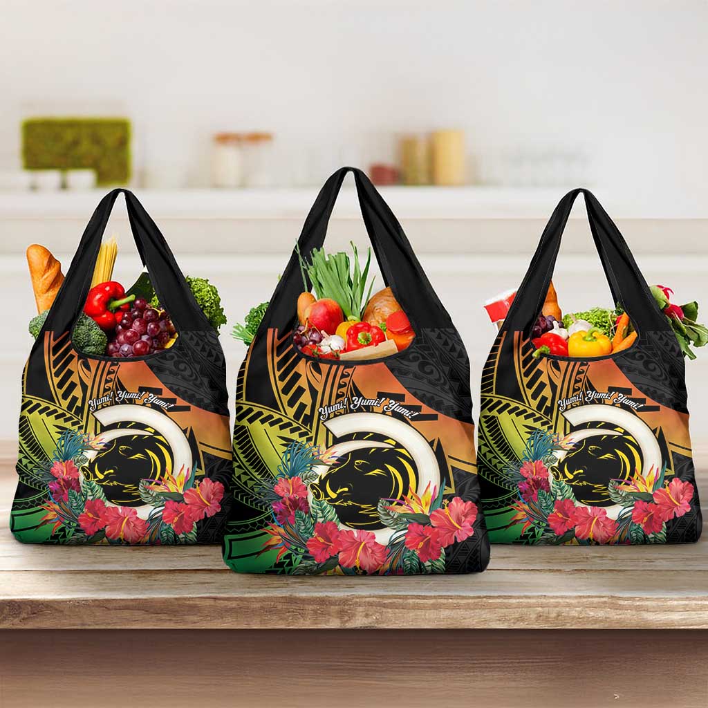 Vanuatu Boar Tusk Yumi Yumi Yumi Grocery Bag Independens Dei Long God Yumi Stanap LT14 3-pack One Size Black - Polynesian Pride