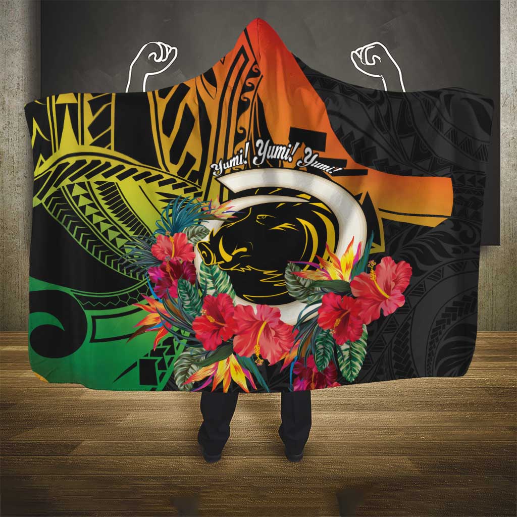 Vanuatu Boar Tusk Yumi Yumi Yumi Hooded Blanket Independens Dei Long God Yumi Stanap LT14 - Polynesian Pride