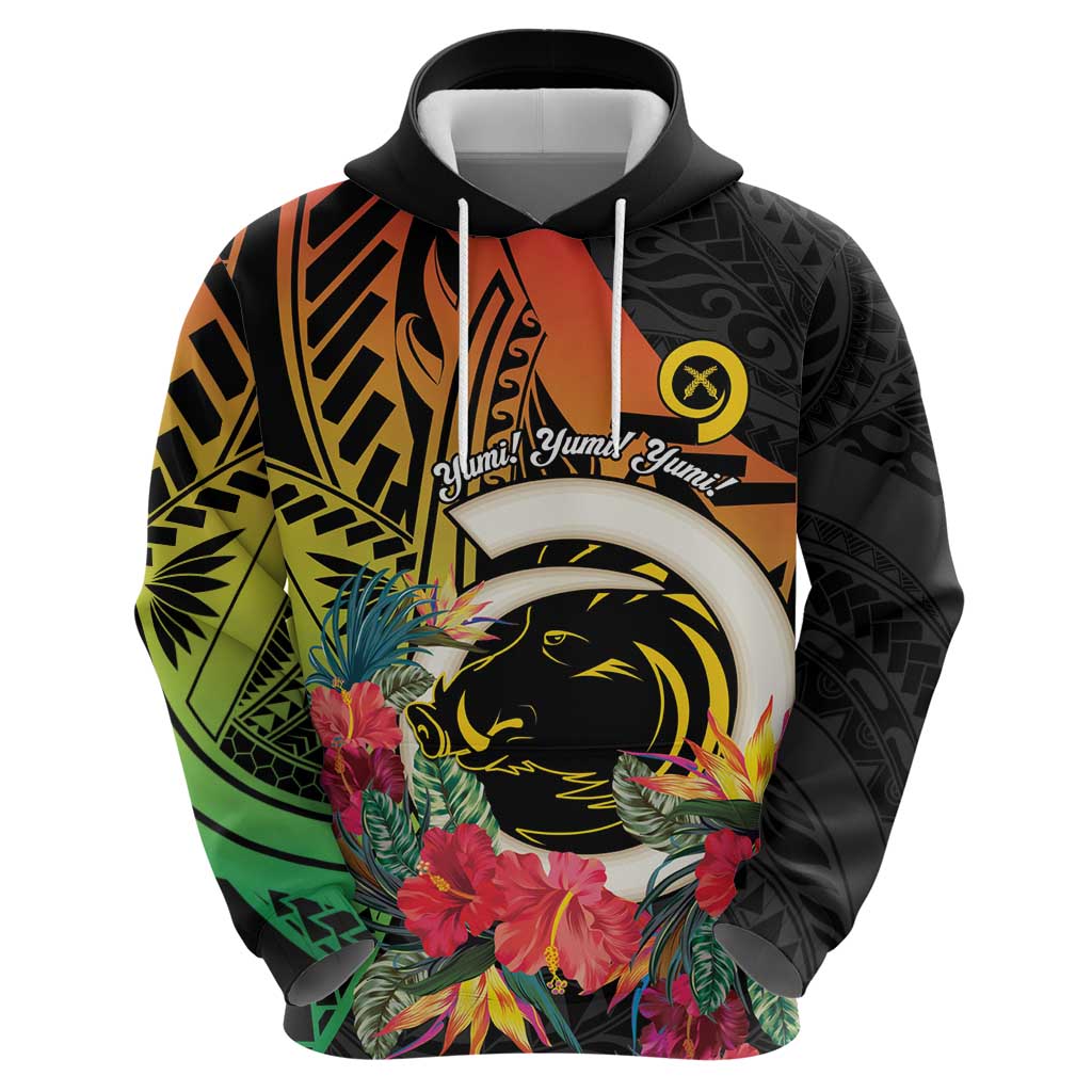 Vanuatu Boar Tusk Yumi Yumi Yumi Hoodie Independens Dei Long God Yumi Stanap LT14 - Polynesian Pride