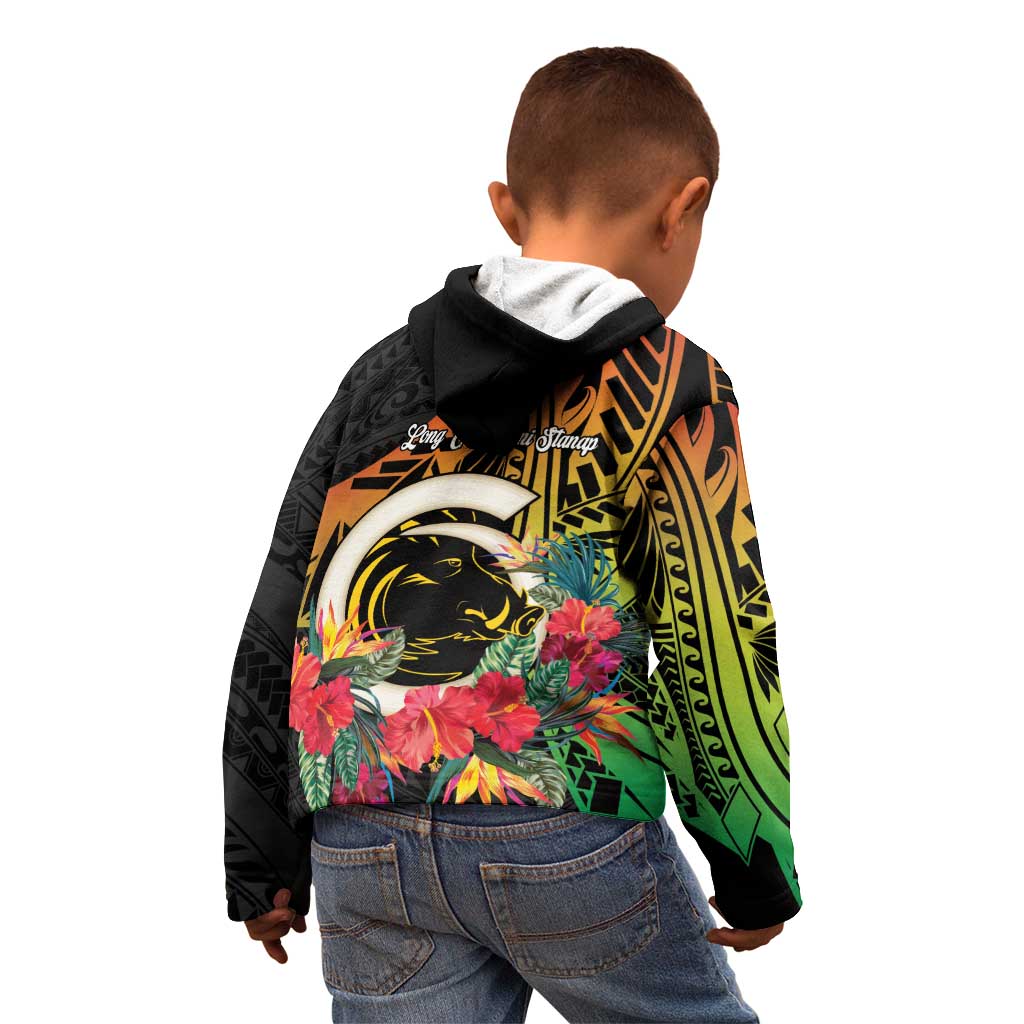 Vanuatu Boar Tusk Yumi Yumi Yumi Kid Hoodie Independens Dei Long God Yumi Stanap LT14 - Polynesian Pride