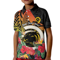Vanuatu Boar Tusk Yumi Yumi Yumi Kid Polo Shirt Independens Dei Long God Yumi Stanap LT14 Kid Black - Polynesian Pride