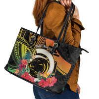 Vanuatu Boar Tusk Yumi Yumi Yumi Leather Tote Bag Independens Dei Long God Yumi Stanap LT14 - Polynesian Pride