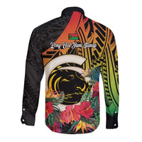 Vanuatu Boar Tusk Yumi Yumi Yumi Long Sleeve Button Shirt Independens Dei Long God Yumi Stanap LT14 - Polynesian Pride