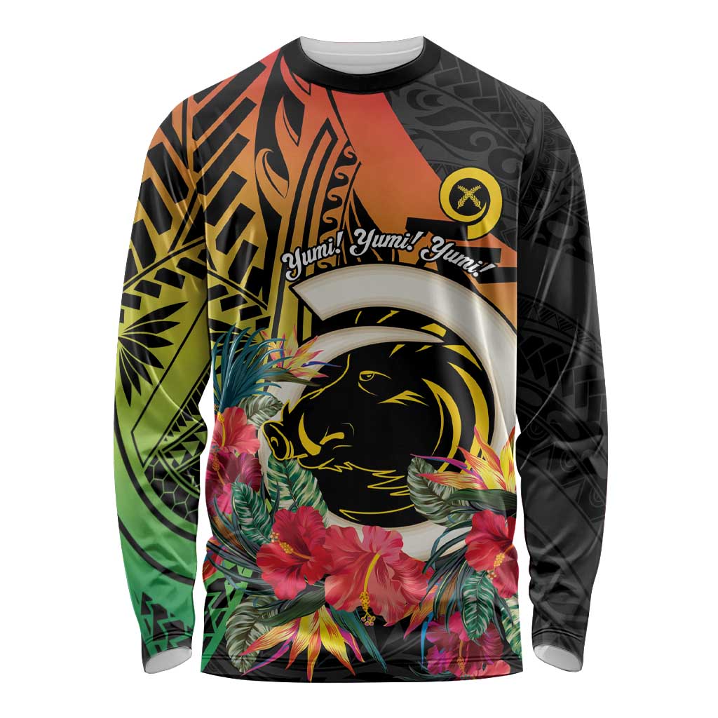 Vanuatu Boar Tusk Yumi Yumi Yumi Long Sleeve Shirt Independens Dei Long God Yumi Stanap LT14 Unisex Black - Polynesian Pride