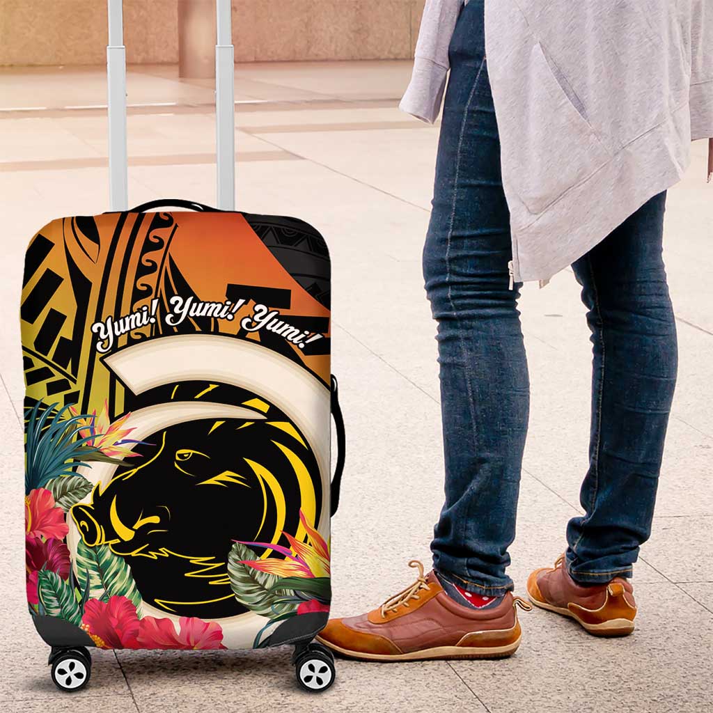 Vanuatu Boar Tusk Yumi Yumi Yumi Luggage Cover Independens Dei Long God Yumi Stanap LT14 Black - Polynesian Pride