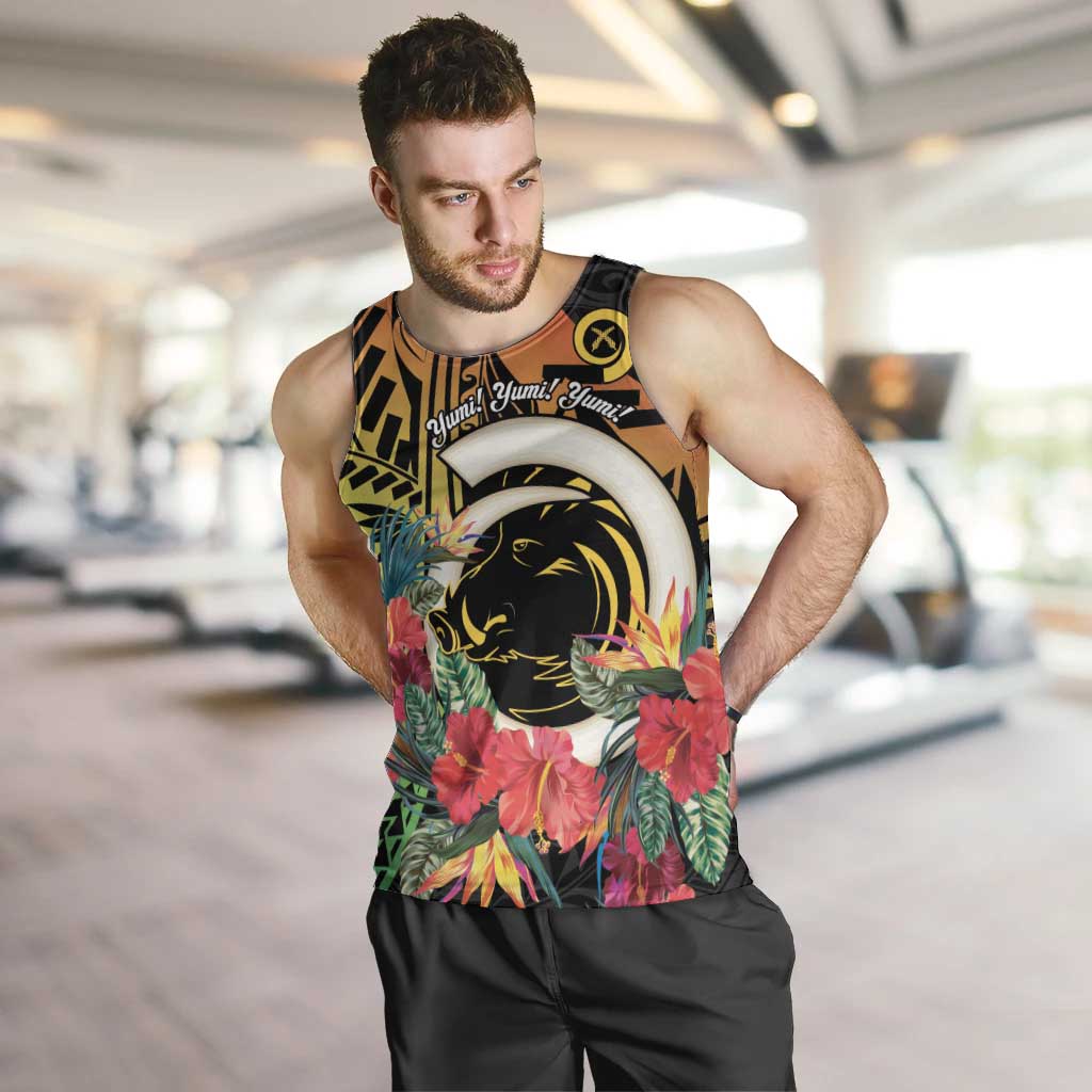 Vanuatu Boar Tusk Yumi Yumi Yumi Men Tank Top Independens Dei Long God Yumi Stanap LT14 Black - Polynesian Pride