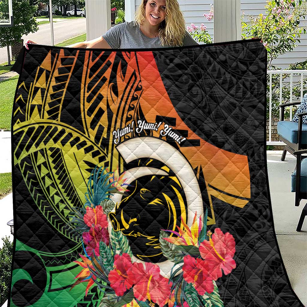 Vanuatu Boar Tusk Yumi Yumi Yumi Quilt Independens Dei Long God Yumi Stanap LT14 Black - Polynesian Pride