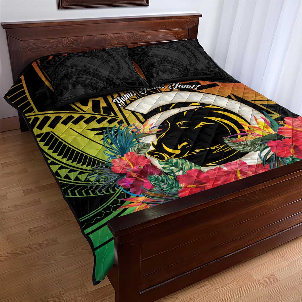 Vanuatu Boar Tusk Yumi Yumi Yumi Quilt Bed Set Independens Dei Long God Yumi Stanap LT14 - Polynesian Pride