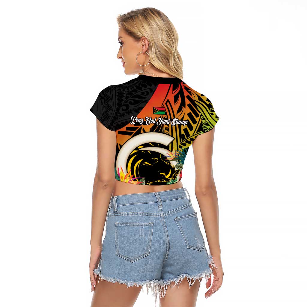 Vanuatu Boar Tusk Yumi Yumi Yumi Raglan Cropped T Shirt Independens Dei Long God Yumi Stanap LT14 - Polynesian Pride