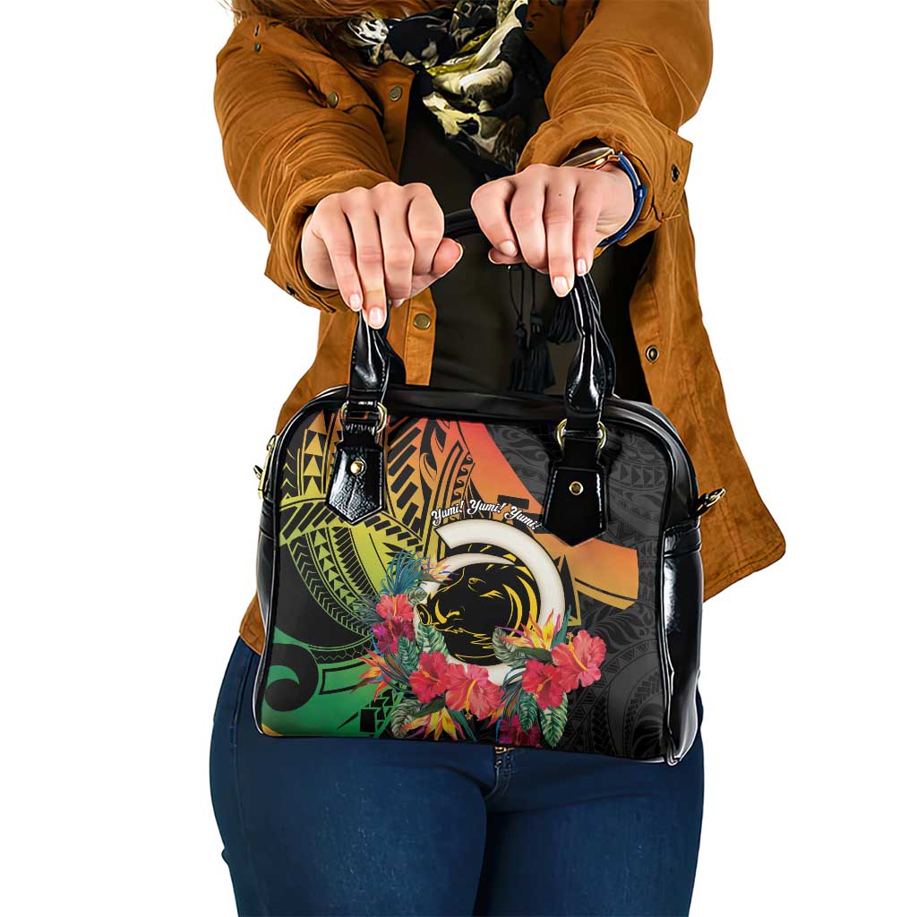 Vanuatu Boar Tusk Yumi Yumi Yumi Shoulder Handbag Independens Dei Long God Yumi Stanap LT14 One Size Black - Polynesian Pride