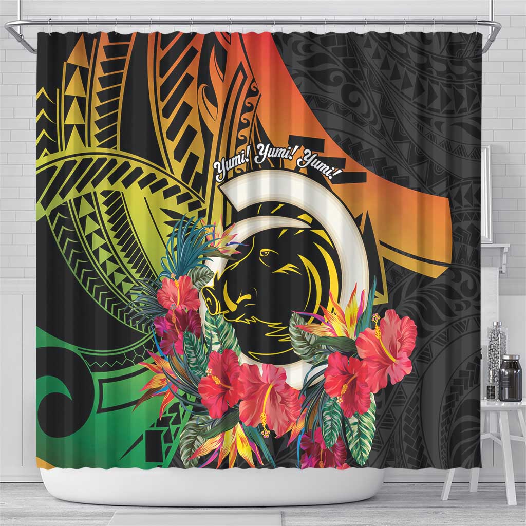 Vanuatu Boar Tusk Yumi Yumi Yumi Shower Curtain Independens Dei Long God Yumi Stanap LT14 - Polynesian Pride